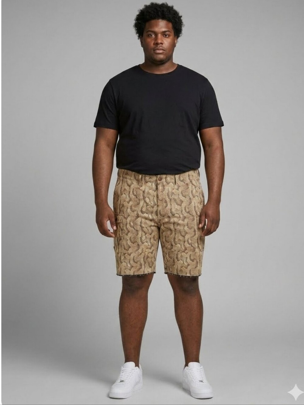 10.Deep Python Snakeskin All Over Print Men's Cargo Shorts Men's Size 40